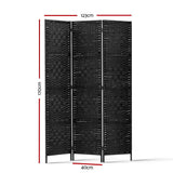 3 Panel Room Divider Screen 123x170cm Woven - Black