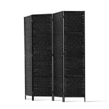 4 Panel Room Divider Screen 163x170cm Woven - Black