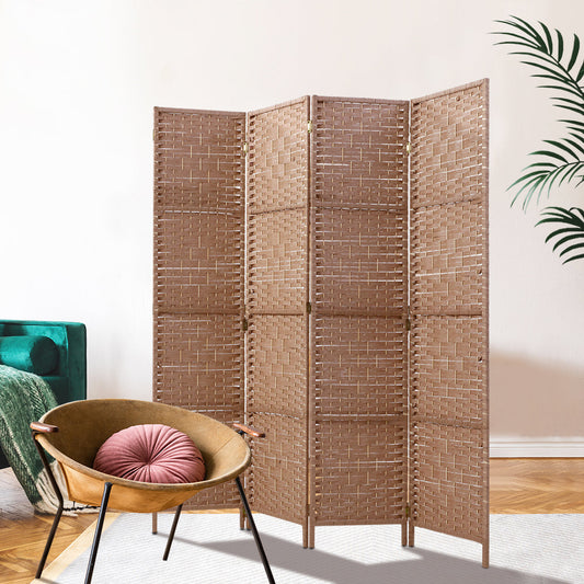 4 Panel Room Divider Screen 163x170cm Woven - Natural