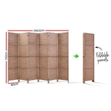 6 Panel Room Divider Screen 245x170cm Woven - Natural