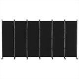 6 Panel Room Divider Screen 323cm Wheel Fabric - Black