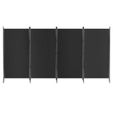 4 Panel Room Divider Screen 345x180cm Fabric - Black