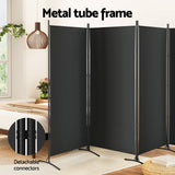 4 Panel Room Divider Screen 345x180cm Fabric - Black