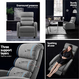 Calypso Luxury Recliner Chair Lounge Armchair Fabric Cover - Grey