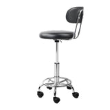 Set of 2 Salon Stool Swivel Chair Backrest Black