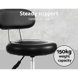 Set of 2 Salon Stool Swivel Chair Backrest Black