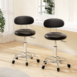 Set of 2 Salon Stool Swivel Chair Backrest Black