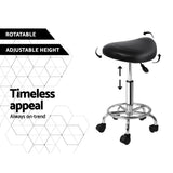 Set of 2 Salon Stool Saddle Swivel Chair Black