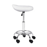 Salon Stool Saddle Swivel Chair White