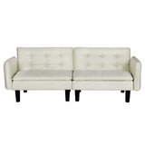 Marlee 3-Seater Sofa Bed Tufted Faux Linen - Beige