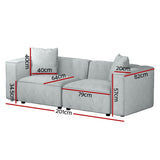 Mckenzie 2-Seater Modular Sofa Chaise Set - Grey
