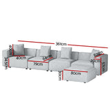 Mckenzie 5-Seater Modular Sofa Chaise Set - Grey