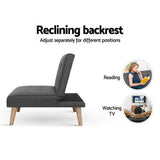 Miranda Single Seater Modular Sofa Bed Lounge - Dark Grey