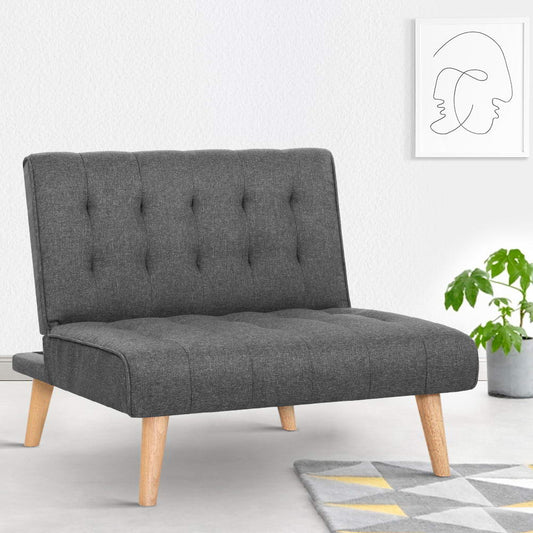 Miranda Single Seater Modular Sofa Bed Lounge - Dark Grey