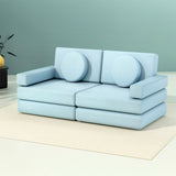 Madelyn 2-Seater Sofa Bed 160CM DIY Play Couch Velvet - Blue
