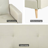 Marcella 3-Seater 200cm Sofa Bed Faux Linen - Beige