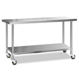 304 Stainless Steel Kitchen Benches Work Bench Food Prep Table with Wheels 1829Mmx610MM