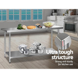 610x1829mm Commercial Stainless Steel Kitchen Bench
