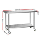 430 Stainless Steel Kitchen Benches Work Bench Food Prep Table with Wheels 1524Mmx610MM