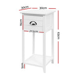 Miramichi Wooden Bedside Table Nightstand Storage Cabinet Lamp Side Shelf - White