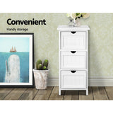Fredericton Wooden Bedside Table with 3 Drawers - White