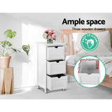 Fredericton Wooden Bedside Table with 3 Drawers - White