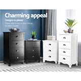 Gander Wooden Vintage Bedside Table Vintage Chest Storage Cabinet Nightstand with 3 Drawers - Black