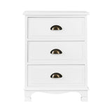Gander Wooden Vintage Bedside Table Vintage Chest Storage Cabinet Nightstand with 3 Drawers - White