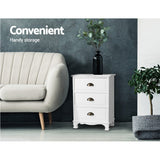 Gander Wooden Vintage Bedside Table Vintage Chest Storage Cabinet Nightstand with 3 Drawers - White