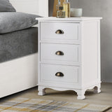 Gander Wooden Vintage Bedside Table Vintage Chest Storage Cabinet Nightstand with 3 Drawers - White