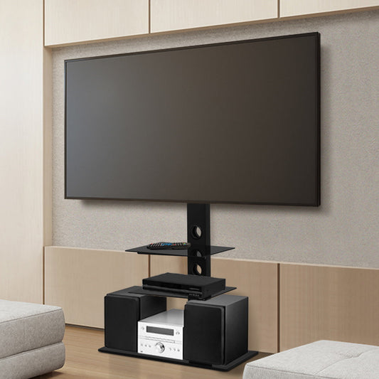 Floor TV Stand Bracket Mount Swivel Height Adjustable 32 to 70 Inch Black