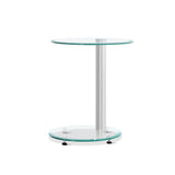 Ismarius Coffee Table Oval Tempered Glass Side End Beside Tables Cafe 45cm