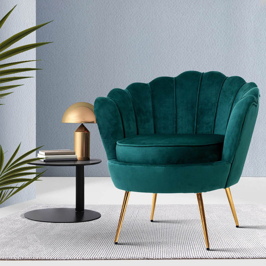 Mirabell Accent Velvet Shell Back Seat Lounge Armchair - Green