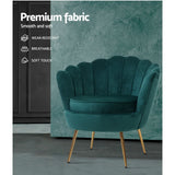Mirabell Accent Velvet Shell Back Seat Lounge Armchair - Green