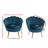 Mirabell Accent Velvet Shell Back Seat Lounge Armchair - Navy