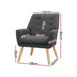 Audene Armchair Linen Fabric - Charcoal