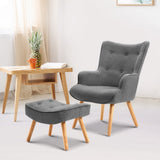 Marlyn Accent Fabric Ottoman Lounge Chair - Grey
