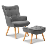Marlyn Accent Fabric Ottoman Lounge Chair - Grey