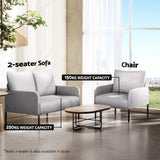 Armchair Lounge Chair Accent Chair Single Grey Linen Fabric