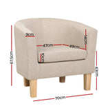 Maure Tub Fabric Lounge Armchair - Beige