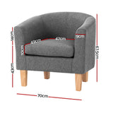 Maure Accent Tub Fabric Lounge Armchair - Grey