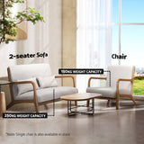 Morry Lounge Chair Accent Couch Sofa Loveseat - Beige Wood