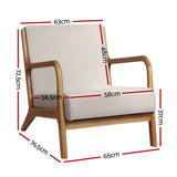 Myla Accent Lounge Bedroom Armchair - Beige & Wood