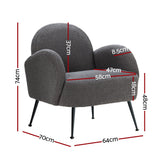 Mariana Accent Sherpa Bouclé Lounge Armchair - Charcoal