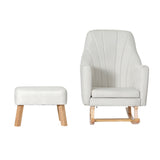 Muriel Rocking Chair Armchair Linen Fabric - Beige