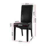Sienna Set of 2 Dining Chairs Leather Parsons Chair - Black