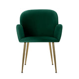 Bentley Set of 2 Dining Chairs Velvet Armchair - Green