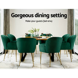 Bentley Set of 2 Dining Chairs Velvet Armchair - Green