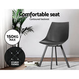 Kaylee Set of 2 Dining Chairs PU Leather Plastic Metal - Black
