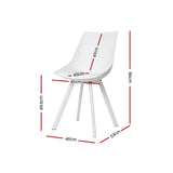 Kaylee Set of 2 Dining Chairs PU Leather Plastic Metal- White